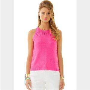 Lilly Pulitzer sweater tank Bright Pink Sleeveless Knit Top size XS